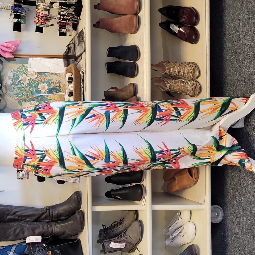NWT Bisou Bisou Tropical White Paradise Print Palazzo Pant sz Medium - Picture 4 of 8